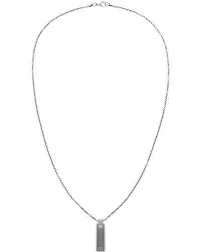 Tommy Hilfiger Jewelry Carbon Fiber Pendant With Chain Color: Silver - Metallic