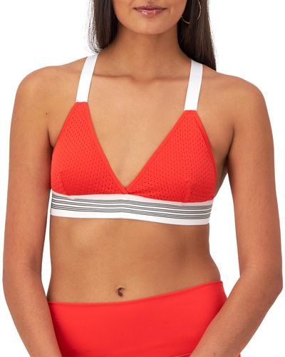 Champion , Re-issue, Moisture Wicking, Novelty Mesh Vintage Sports Bra For , Solar Crimson With Jocktag - Red