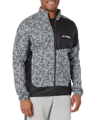 adidas for Blue Jacket | Outdoor Trail Printed Men in Wind Lyst Running Terrex