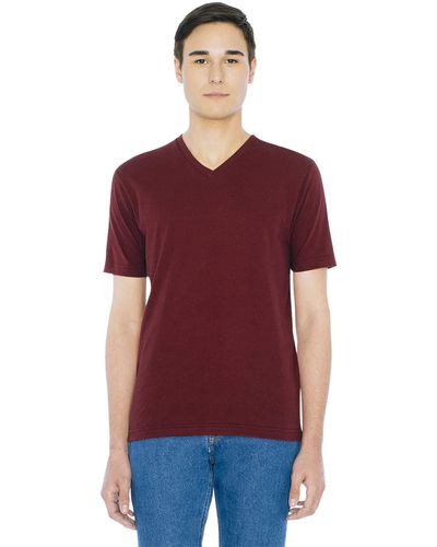American Apparel Fine Jersey Classic Short Sleeve V-neck T-shirt - Red