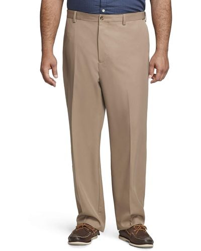 Izod Big And Tall Flat Front Straight Fit Solid Dress Pant - Natural