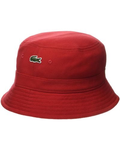 Lacoste Solid Little Croc Pique Bucket Hat - Red