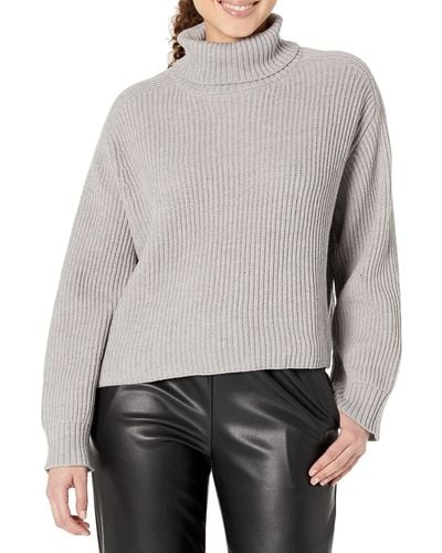 BCBGeneration Long Relaxed Sleeve Turtleneck Sweater - Gray