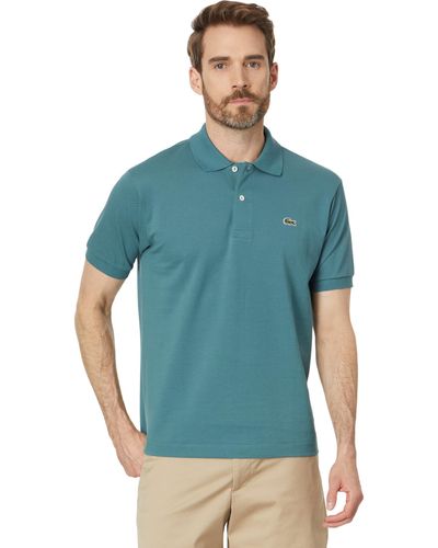 Lacoste Short Sleeved Ribbed Collar Shirt - Blue