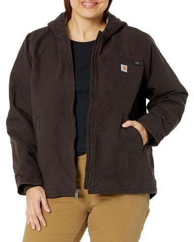 Carhartt Loose Fit Washed Duck Sherpa Lined Jacket - Black