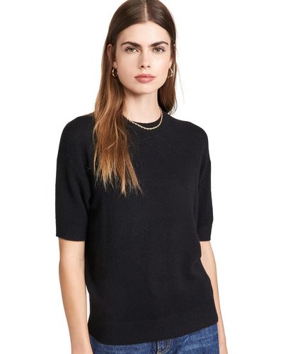 Theory Cashmere Short Sleeve Easy Pull Over - Black