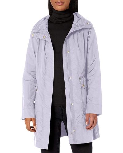 Cole Haan Packable Hooded Rain Jacket With Bow - Purple