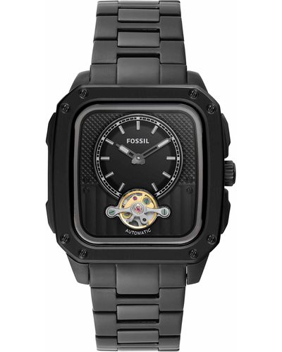 Fossil Inscription Automatic Stainless Steel Two-hand Watch - Black
