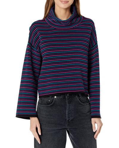 DKNY Turtleneck All-day Comfort Cropped Sportswear Sweater - Blue