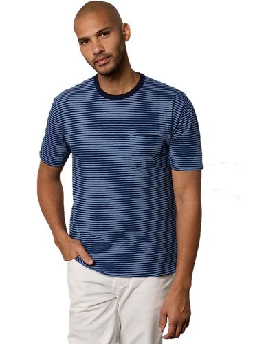 Velvet By Graham & Spencer Jeremy Striped Short Sleeve T Shirt - Blue