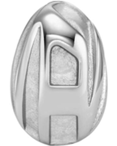 DIESEL Logo Silver Stainless Steel Stud Earring - White