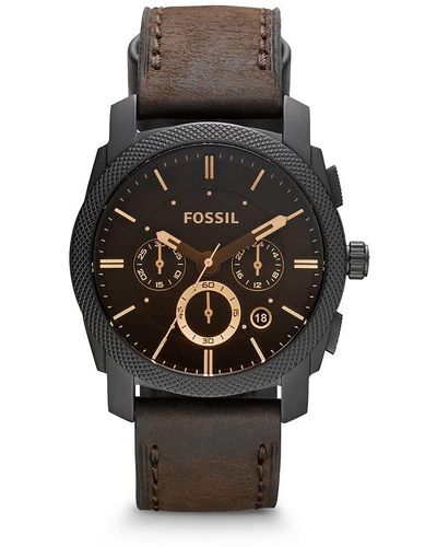 Fossil Chronograph Quarz Uhr mit Leder Armband FS4656 - Schwarz