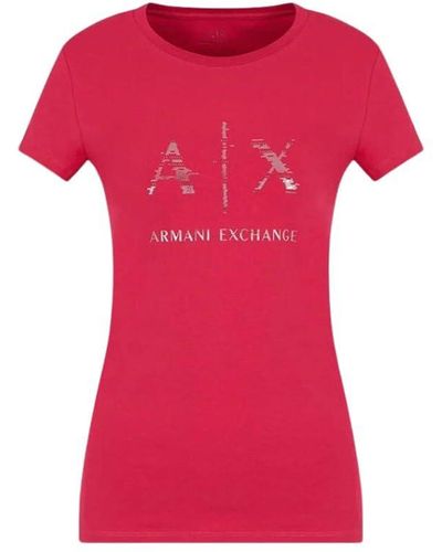 Emporio Armani A | X Armani Exchange Slim Fit Cotton Jersey Sequined Logo Tee - Red