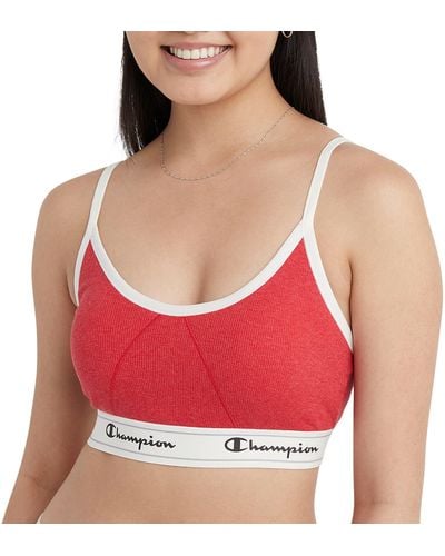 Champion , Heritage Bralette For , Moisture-wicking, Cotton Stretch, Cheerful Red Heather, Small