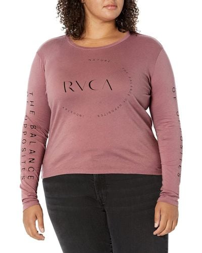 RVCA Womens Red Stitch Long Sleeve Graphic Tee T Shirt
