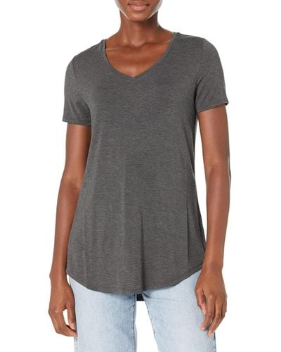 Amazon Essentials Relaxed-fit Short-sleeve V-neck Tunic - Gray