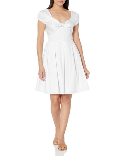 Guess Short Sleeve Karida Flare Dress - White