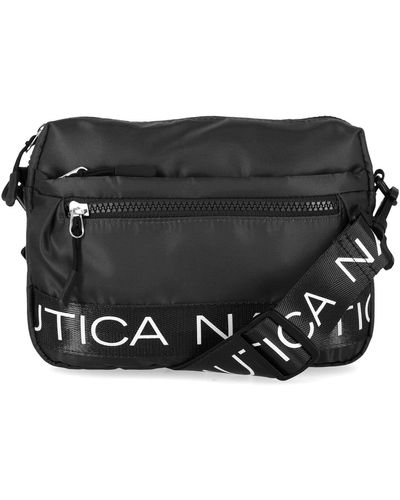 Nautica S Nylon Bean Bag Crossbody/belt Bag With Adjustable Shoulder Strap Crossbody - Black