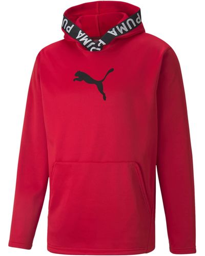 PUMA Mens Train Pwr Fleece Hoodie Hooded Sweatshirt - Red