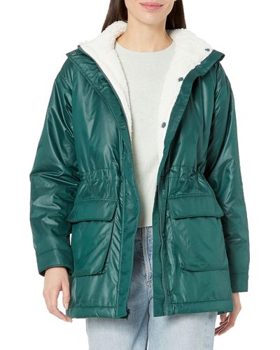 Monrow Hj0259-reversible Jacket W/sherpa Lining - Green