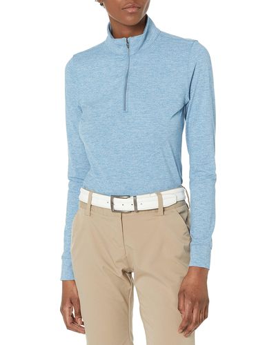 Greg Norman Collection L/s Peached 1/4 Zip Mock - Blue