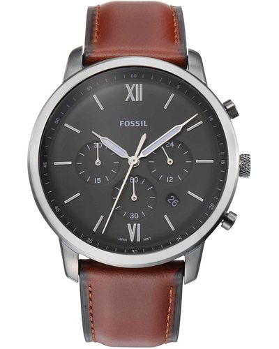 Fossil Neutra Quartz Stainless Steel And Leather Chronograph Watch - Brown