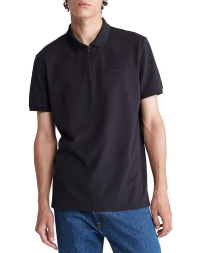 Calvin Klein Athletic Tech Zip Polo Shirt - Black