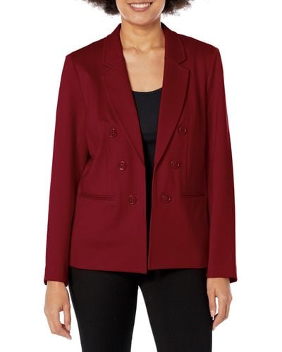 Jones New York Faux Double Breasted Compression Jacket Bordeaux - Red