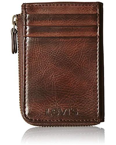 Levi's Half Zip Card Holder Wallet - Brown