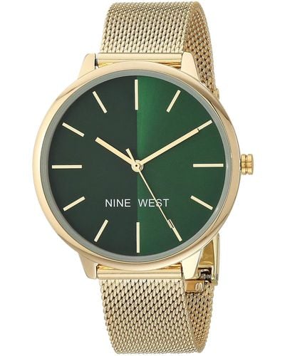 Nine West Japanese Quartz Dress Watch With Stainless Steel Strap - Green