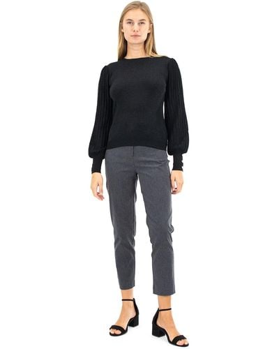 Nanette Lepore Lurex Rib Sleeve Pullover Sweater - Black