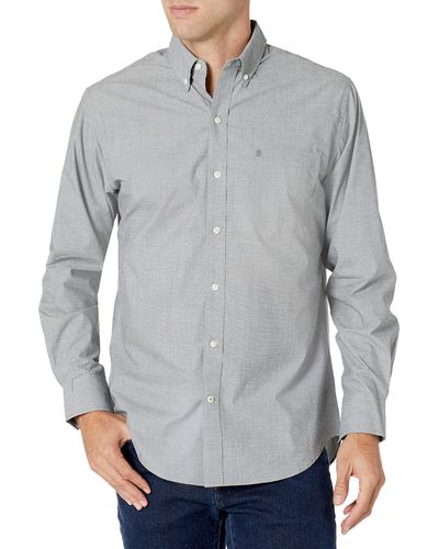 Izod Performance Comfort Long Sleeve Solid Button Down Shirt - Gray