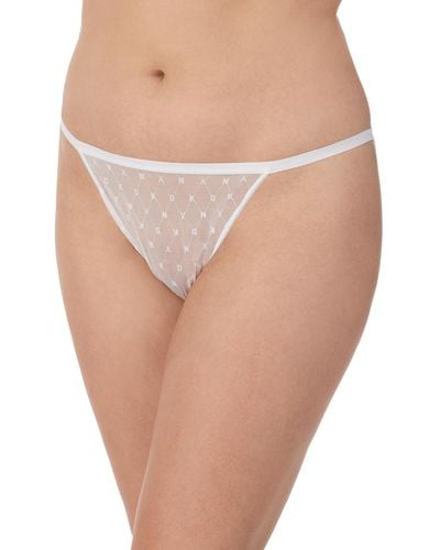 DKNY Monogram Mesh String Bikini Panty - White
