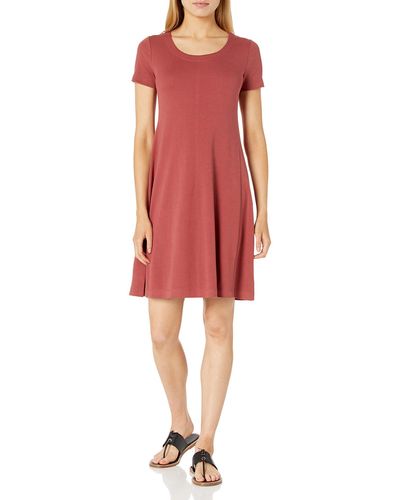 Daily Ritual Pima Cotton And Modal Short-sleeve Scoop Neck - Red