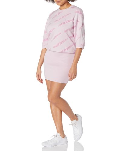 Emporio Armani A|x Armani Exchange Short Sleeved Print Knit Bodycon Sweater Dress - Pink