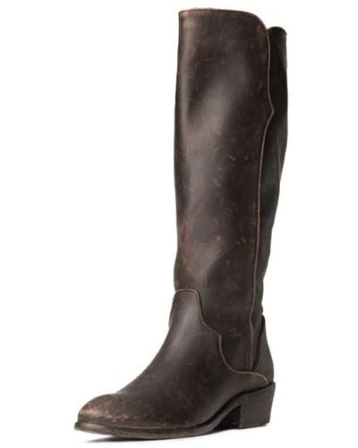 Frye Carson Piping Tall Boots For Made From Antiqued Pull-up Leather With Western-style Piping - Brown