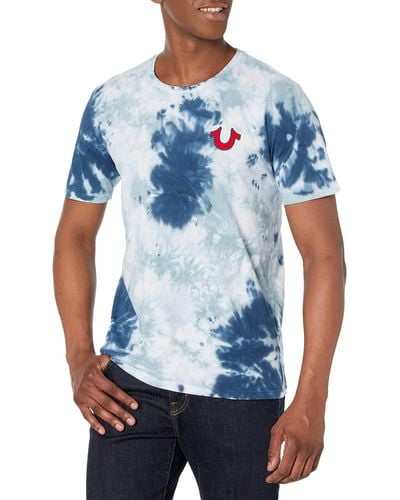 True Religion T-Shirt a iche Corte con Logo Buddha - Blu