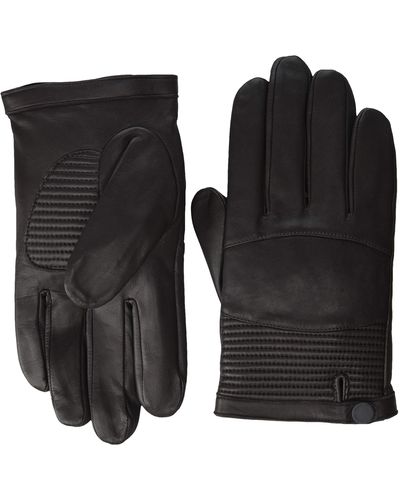Emporio Armani A | X Armani Exchange Leather Gloves - Black