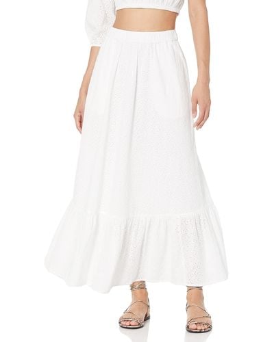 The Drop Anupa Cotton Tiered Midi Skirt - White