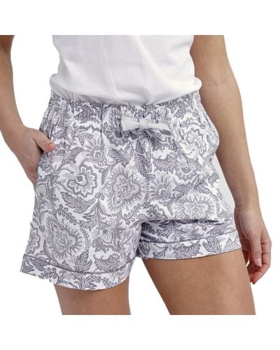 Vera Bradley Cotton Pajama Shorts With Pockets - Gray