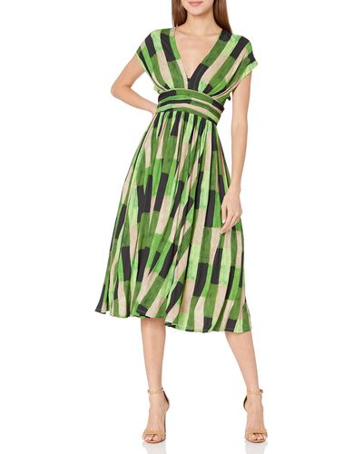 Tracy Reese Abstract Print Fit And Flare Dress - Green