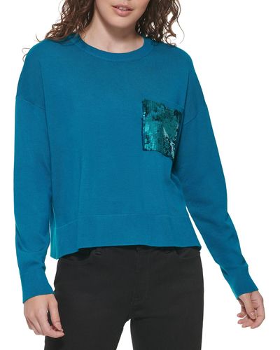 DKNY Pocket Comfy Easy Sportswear Sweater - Blue