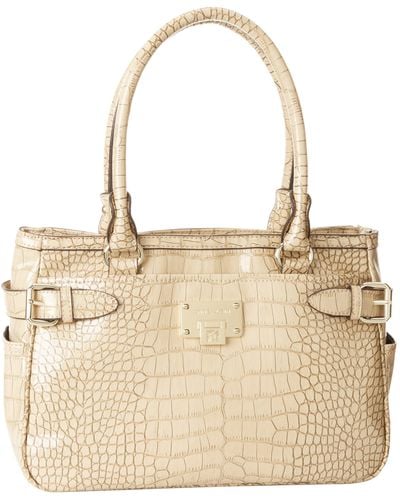 Anne Klein Croco Luxe Satchel,taupe,one Size - Natural