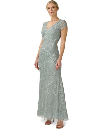 Adrianna Papell Beaded Mermaid Gown - White