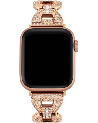 Anne Klein Premium Crystal Accented Fashion Bracelet For Apple Watch - Black