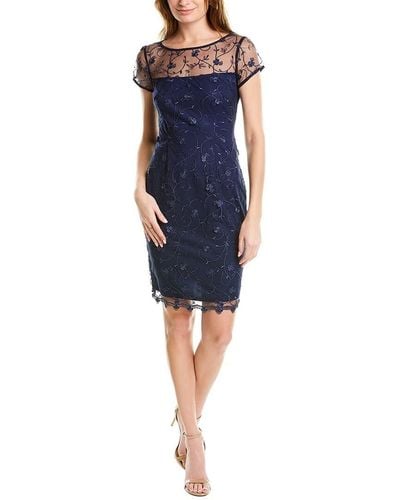 Adrianna Papell Embroidered Sheath Dress - Blue