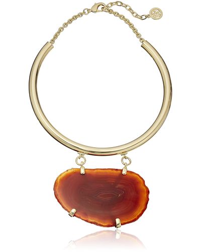 Ben-Amun Collar With Geo Stone Pendant Necklace - Red