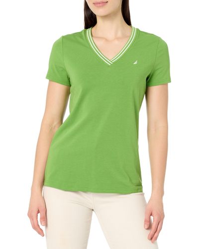 Nautica Solid V-neck Short Sleeve T-shirt - Green