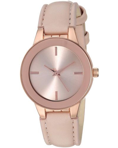 Amazon Essentials Rose Gold-tone And Blush Pink Strap Watch