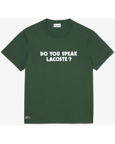 Lacoste Short Sleeve Relaxed Fit Tee Shirt W/crocodile Wording - Green